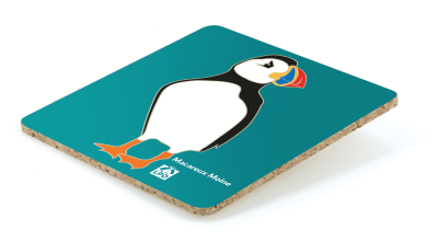 Sous-verre LPO Macareux, bois vert canard