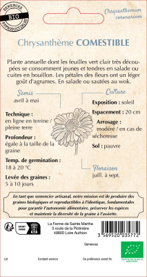 Graines Bio Chrysanthème comestible