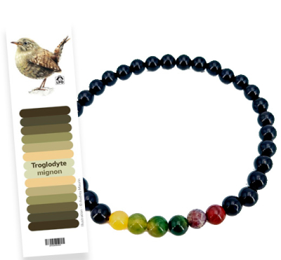Bracelet LPO Perles de Plume 6mm Troglodyte, L