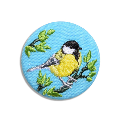 Broche brodée - Mésange charbonnière