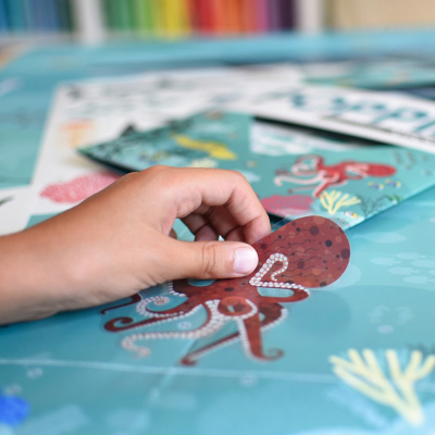 Poster pédagogique 59 stickers - Animaux des mers