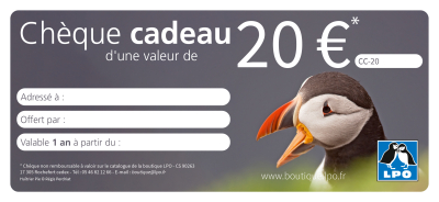 Chèque Cadeau d'une valeur de 20 €
