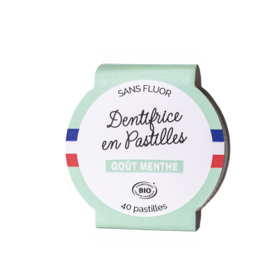 Dentifrice solide bio en pastille, menthe