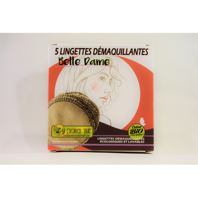 Lingettes démaquillantes en coton Bio, lot de 5