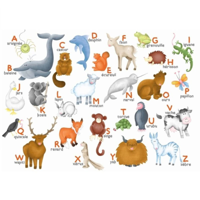 Puzzle bois 12 pièces - Alphabet des animaux