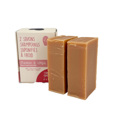 Lot de 2 savons shampoings solides cheveux secs