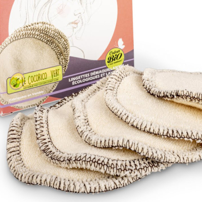 Lingettes démaquillantes en coton Bio, lot de 5