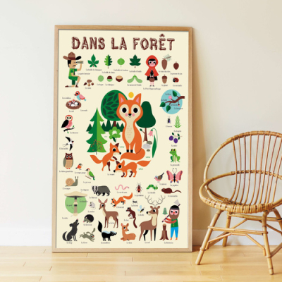 Poster pédagogique 60 stickers "La forêt"