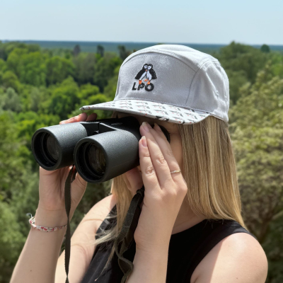 Casquette LPO coton recyclé gris clair motifs macareux