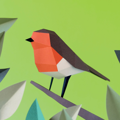 Origami Rougegorge familier 3D en papier, DIY