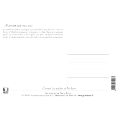 Carte Postale simple 10 X 15 cm Martinet noir