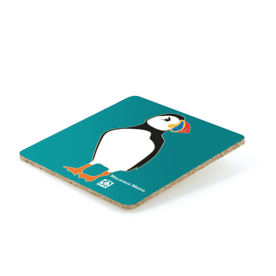 Sous-verre LPO Macareux, bois vert canard