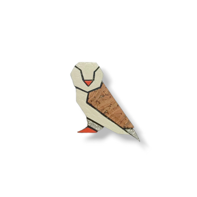 Broche cuir végétal - Coline la chouette