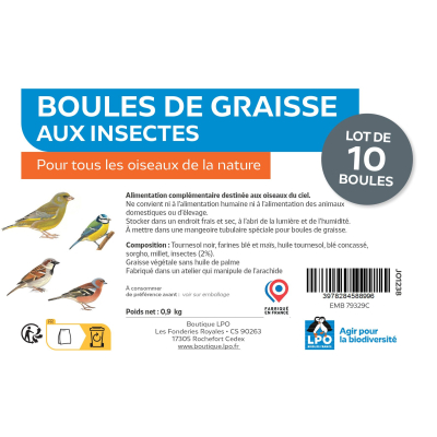 Lot de 10 boules de graisse aux insectes sans suif