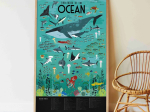 Poster pédagogique 59 stickers - Animaux des mers