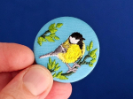 Broche brodée - Mésange charbonnière