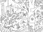 Frise de coloriage LPO - 4 saisons au jardin