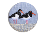 Broche brodée - Couple Huîtriers pie