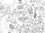 Frise de coloriage LPO - 4 saisons au jardin