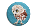 Broche brodée - Chevêche d'Athéna