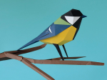 Origami Mésange charbonnière 3D en papier, DIY