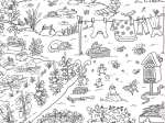 Frise de coloriage LPO - 4 saisons au jardin
