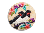 Broche brodée - Couple Hirondelles rustiques