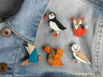 Broche cuir végétal - Justine l'oiseau